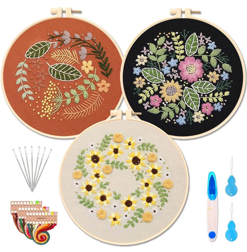 Amazon | SUPECENT 3 セット 刺繍キット 初心者向け クロス